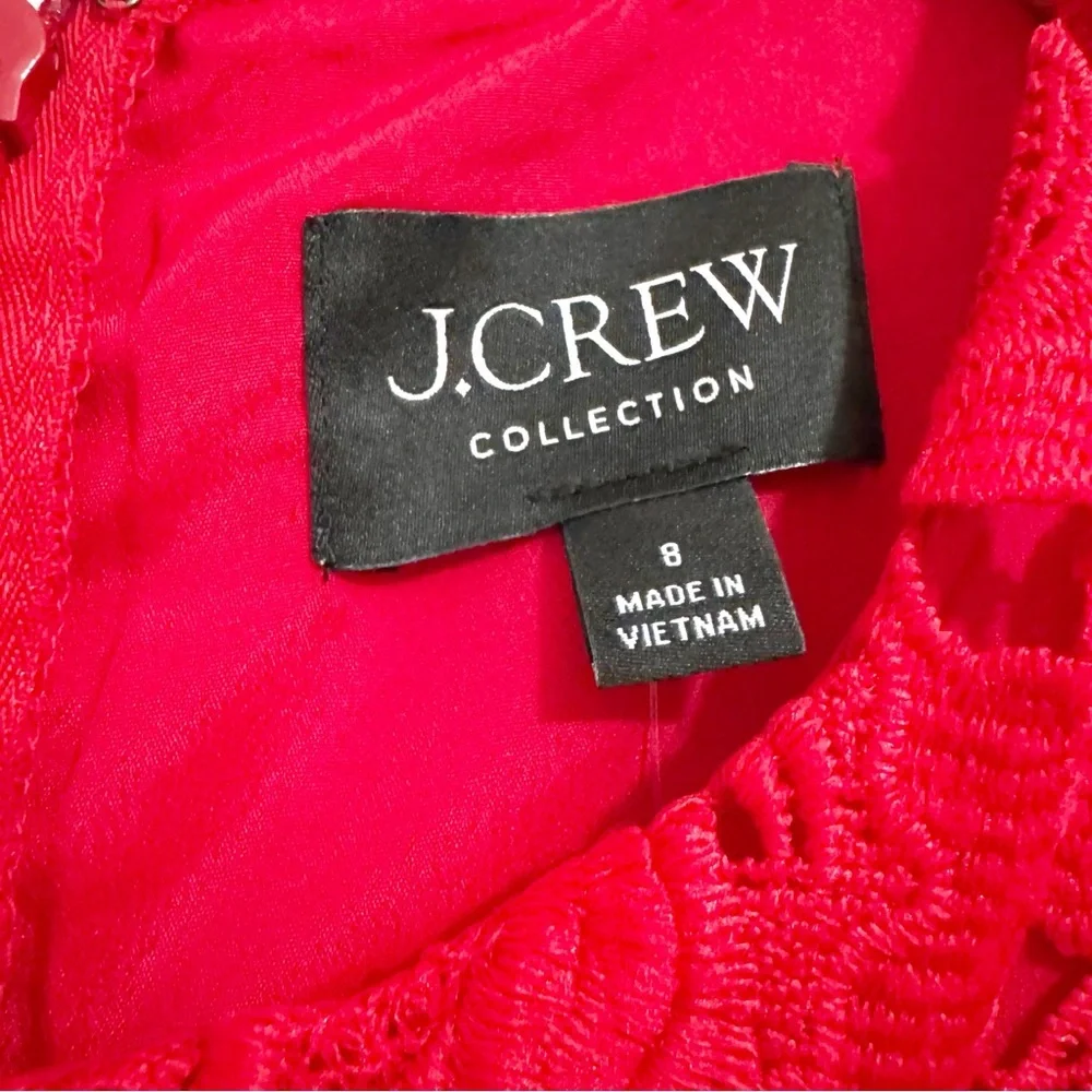 J. Crew NWT Luxe Lace Dress Red NWT 8